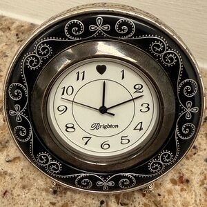 “Brighton” Desk & Travel Clock- 2”- Silver Tone:Vintage- Rare
